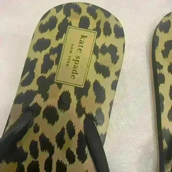 Kate, spade, modern, black and gold, cheetah, leopard animal, print flip, flops - Picture 3 of 7